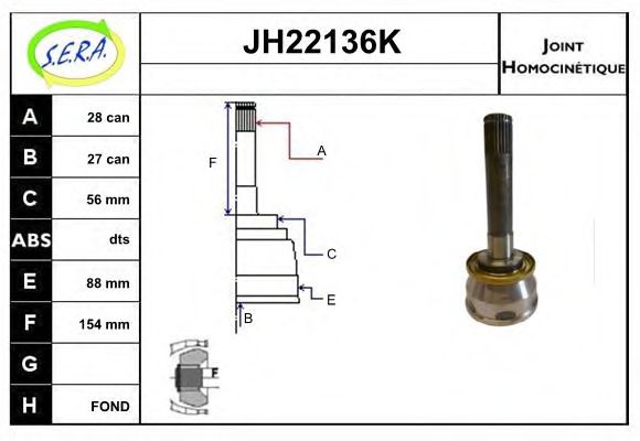 JH22136K SERA Final Drive Joint Kit, drive shaft