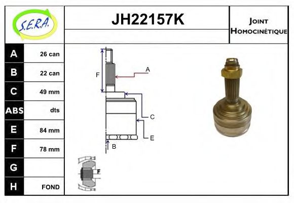 JH22157K SERA Final Drive Joint Kit, drive shaft
