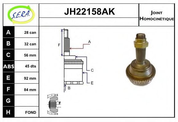 JH22158AK SERA Final Drive Joint Kit, drive shaft