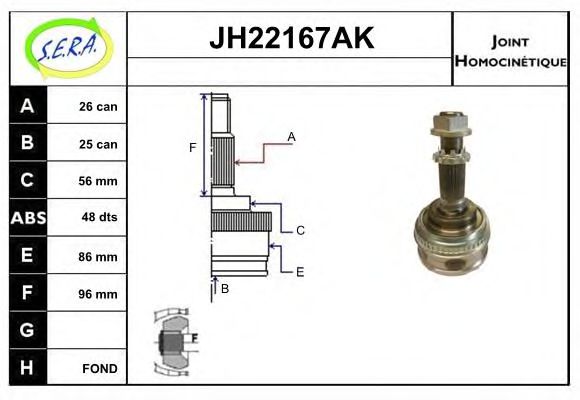 JH22167AK SERA Final Drive Joint Kit, drive shaft