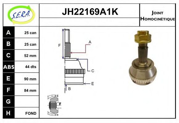 JH22169A1K SERA Final Drive Joint Kit, drive shaft