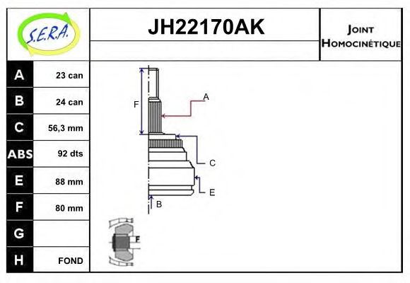 JH22170AK SERA Final Drive Joint Kit, drive shaft
