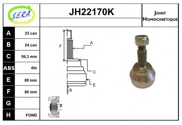 JH22170K SERA Final Drive Joint Kit, drive shaft