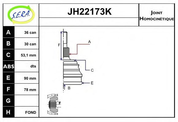 JH22173K SERA Final Drive Joint Kit, drive shaft
