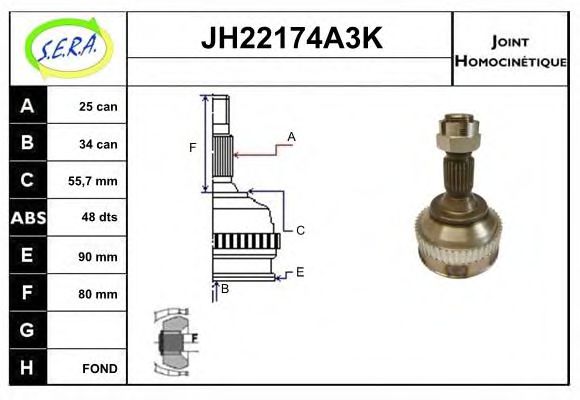 JH22174A3K SERA Final Drive Joint Kit, drive shaft