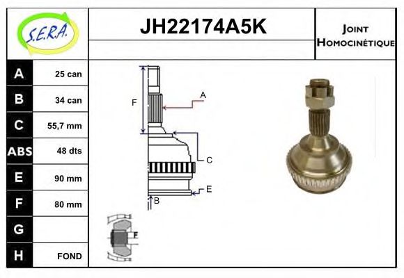 JH22174A5K SERA Final Drive Joint Kit, drive shaft