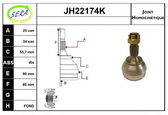 JH22174K SERA Final Drive Joint Kit, drive shaft