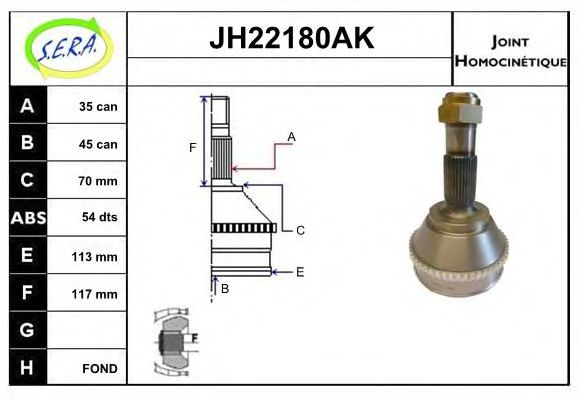 JH22180AK SERA Final Drive Joint Kit, drive shaft