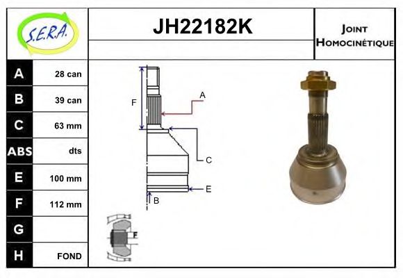 JH22182K SERA Final Drive Joint Kit, drive shaft