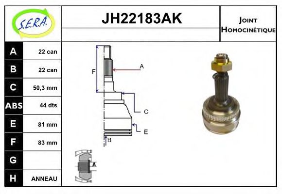 JH22183AK SERA Final Drive Joint Kit, drive shaft