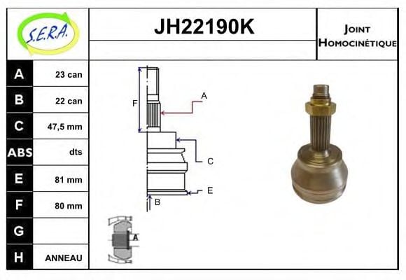 JH22190K SERA Final Drive Joint Kit, drive shaft