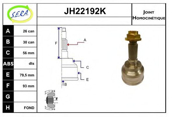 JH22192K SERA Final Drive Joint Kit, drive shaft