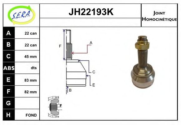 JH22193K SERA Final Drive Joint Kit, drive shaft