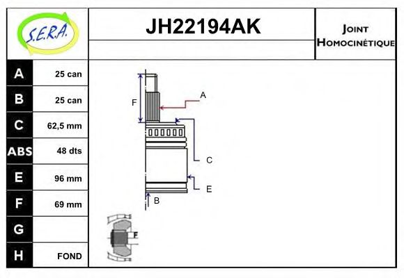 JH22194AK SERA Final Drive Joint Kit, drive shaft