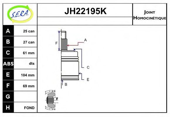 JH22195K SERA Final Drive Joint Kit, drive shaft