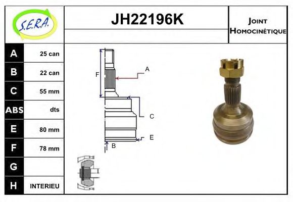 JH22196K SERA Final Drive Joint Kit, drive shaft