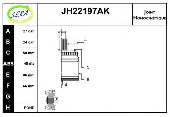 JH22197AK SERA Final Drive Joint Kit, drive shaft