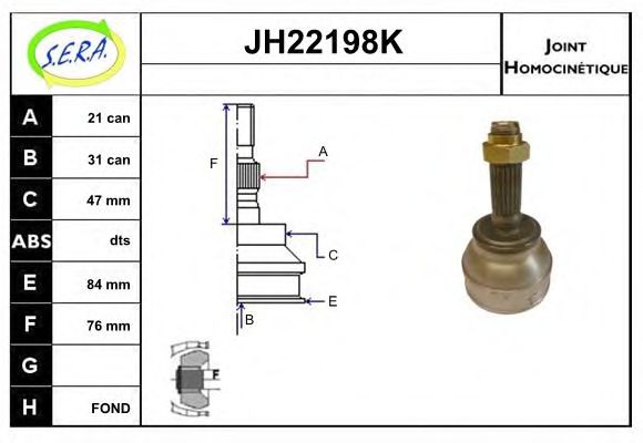 JH22198K SERA Final Drive Joint Kit, drive shaft
