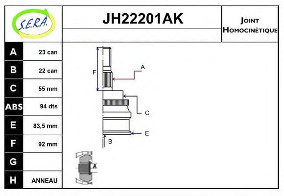 JH22201AK SERA Final Drive Joint Kit, drive shaft