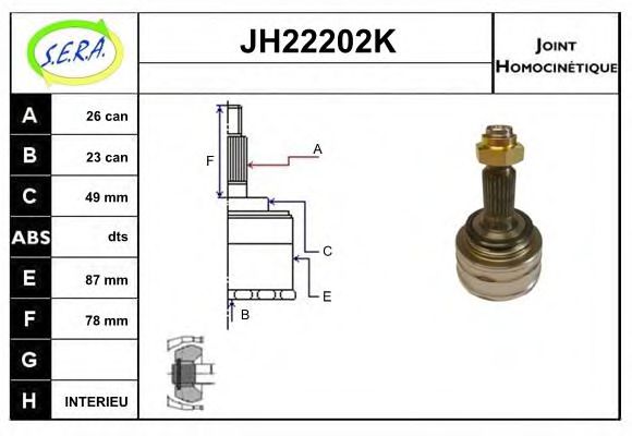 JH22202K SERA Final Drive Joint Kit, drive shaft