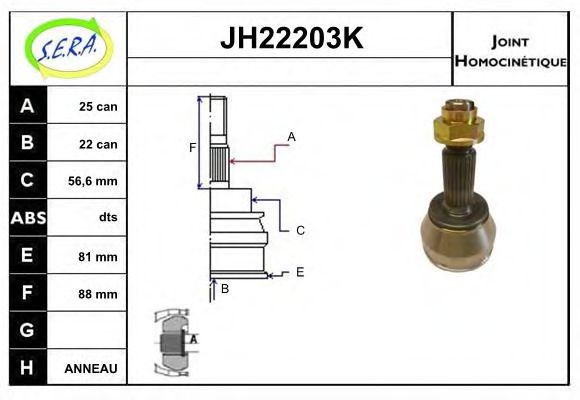 JH22203K SERA Final Drive Joint Kit, drive shaft