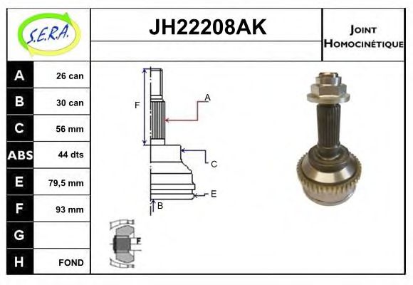 JH22208AK SERA Final Drive Joint Kit, drive shaft