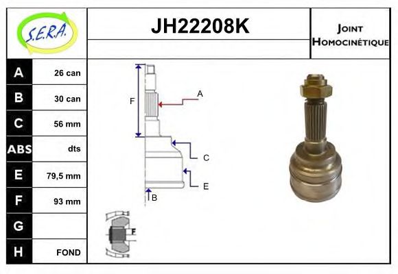 JH22208K SERA Final Drive Joint Kit, drive shaft