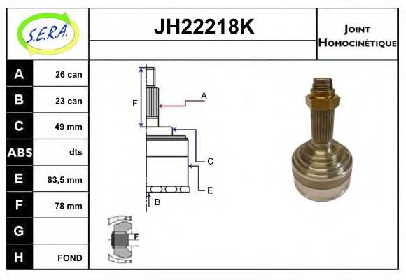 JH22218K SERA Final Drive Joint Kit, drive shaft