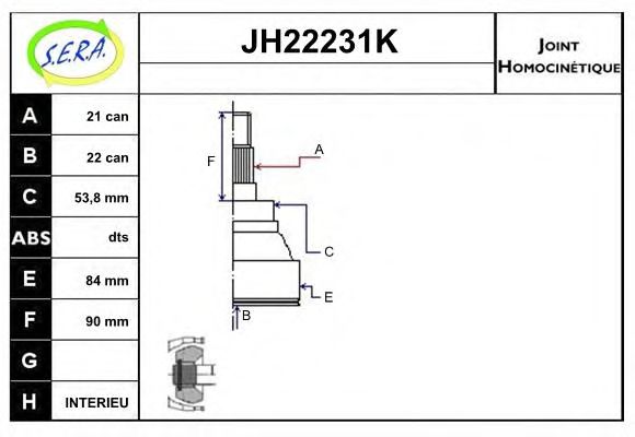 JH22231K SERA Final Drive Joint Kit, drive shaft
