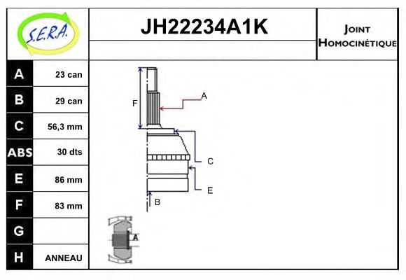 JH22234A1K SERA Final Drive Joint Kit, drive shaft