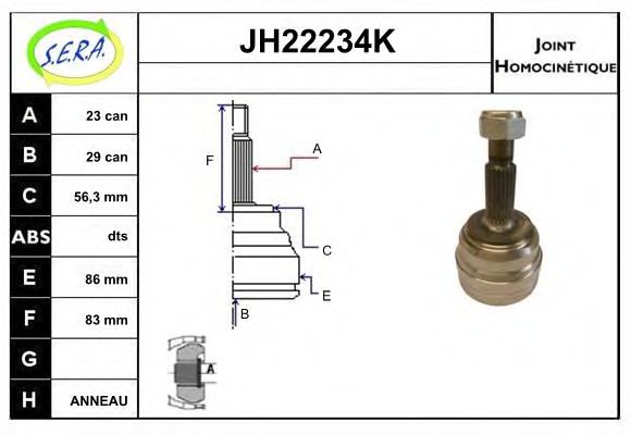 JH22234K SERA Final Drive Joint Kit, drive shaft