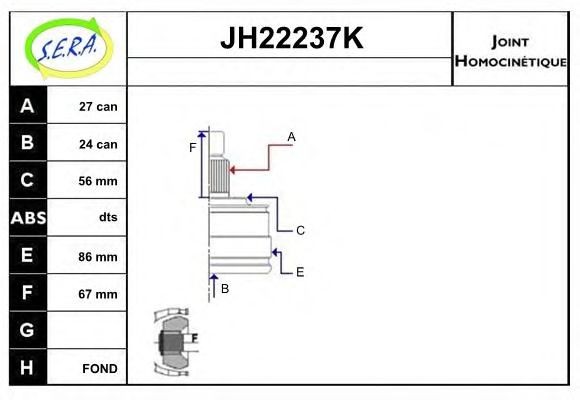 JH22237K SERA Final Drive Joint Kit, drive shaft