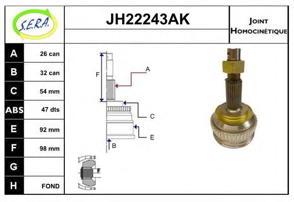 JH22243AK SERA Final Drive Joint Kit, drive shaft