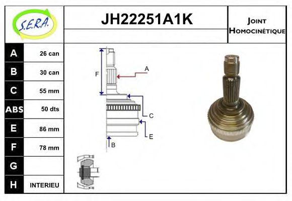 JH22251A1K SERA Final Drive Joint Kit, drive shaft