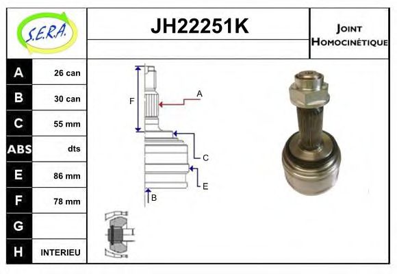 JH22251K SERA Final Drive Joint Kit, drive shaft