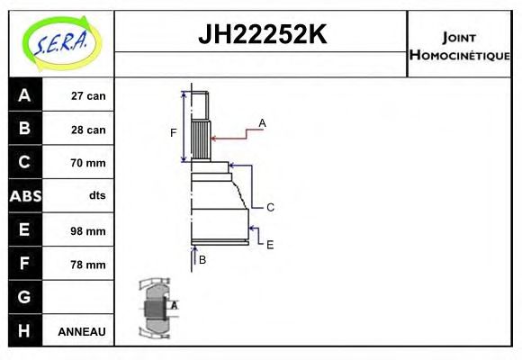 JH22252K SERA Final Drive Joint Kit, drive shaft