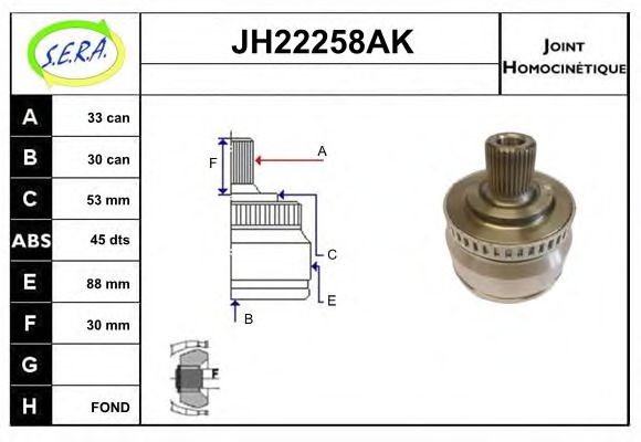 JH22258AK SERA Final Drive Joint Kit, drive shaft