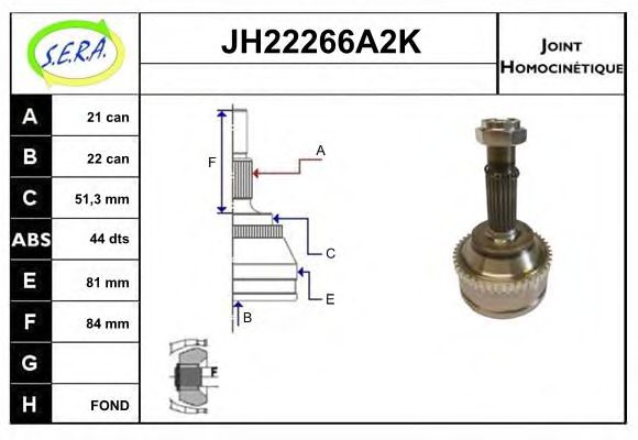 JH22266A2K SERA Joint Kit, drive shaft