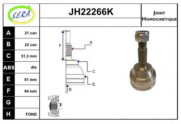 JH22266K SERA Final Drive Joint Kit, drive shaft