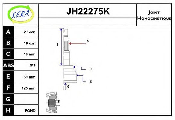 JH22275K SERA Final Drive Joint Kit, drive shaft