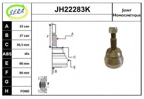 JH22283K SERA Final Drive Joint Kit, drive shaft