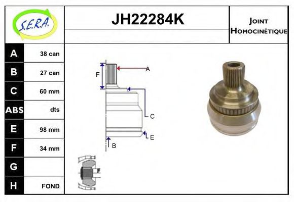 JH22284K SERA Final Drive Joint Kit, drive shaft