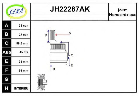 JH22287AK SERA Final Drive Joint Kit, drive shaft