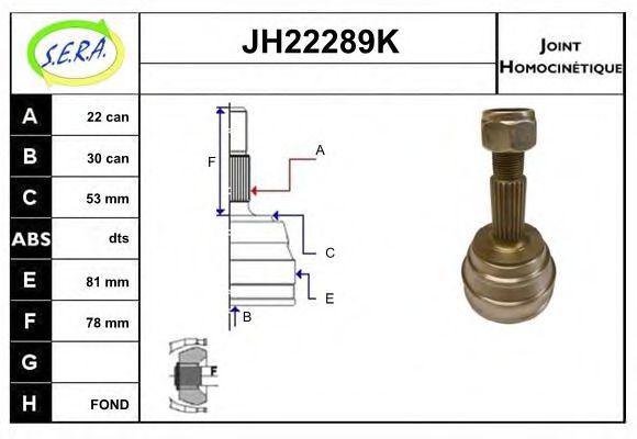 JH22289K SERA Final Drive Joint Kit, drive shaft