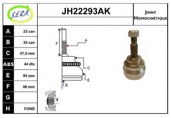 JH22293AK SERA Final Drive Joint Kit, drive shaft