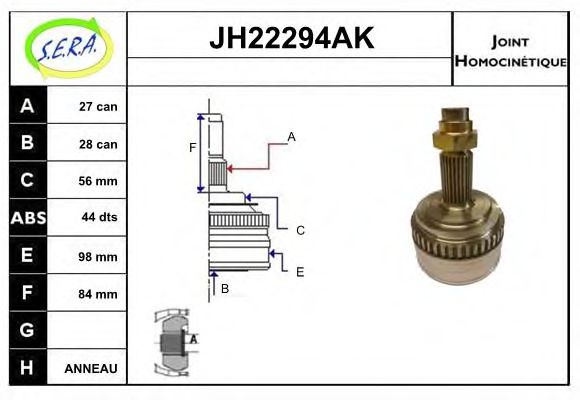 JH22294AK SERA Final Drive Joint Kit, drive shaft