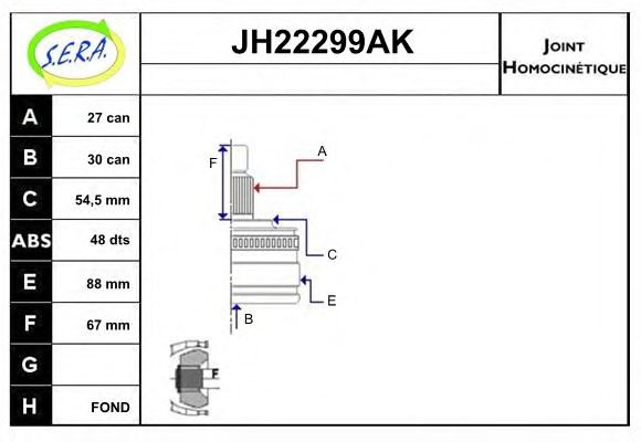 JH22299AK SERA Final Drive Joint Kit, drive shaft
