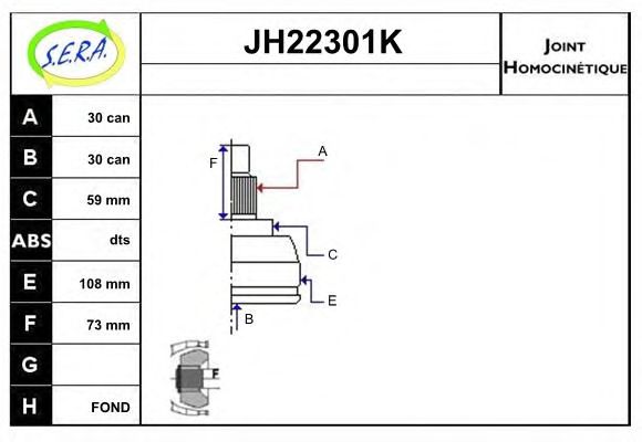 JH22301K SERA Final Drive Joint Kit, drive shaft