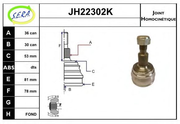 JH22302K SERA Final Drive Joint Kit, drive shaft