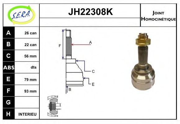 JH22308K SERA Final Drive Joint Kit, drive shaft